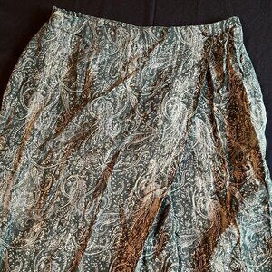 Napa Studio Green Paisley Faux wrap  skirt - (midi 12, maxi 12P)